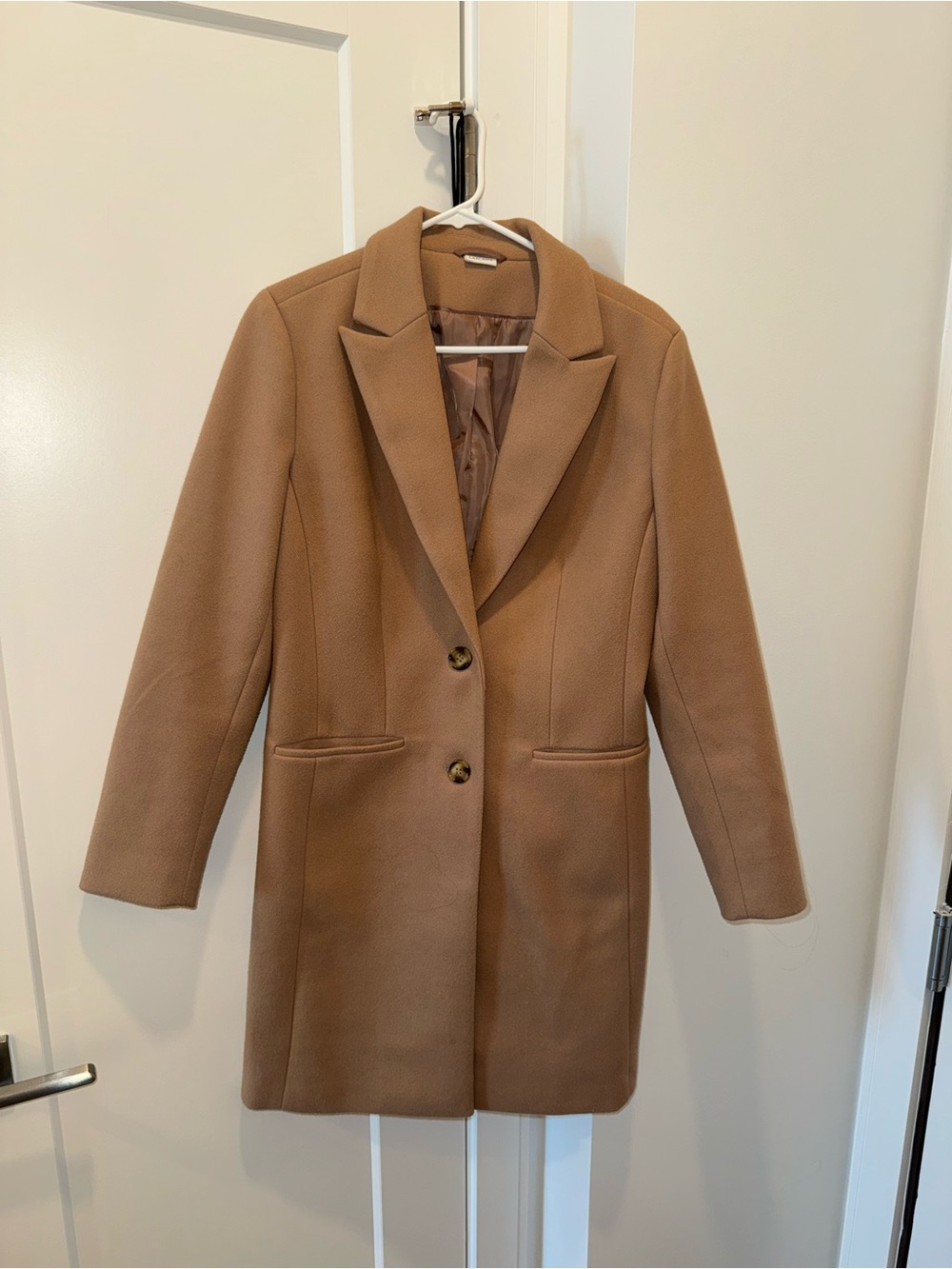 Women's Camel Single-Breasted Pea Coat